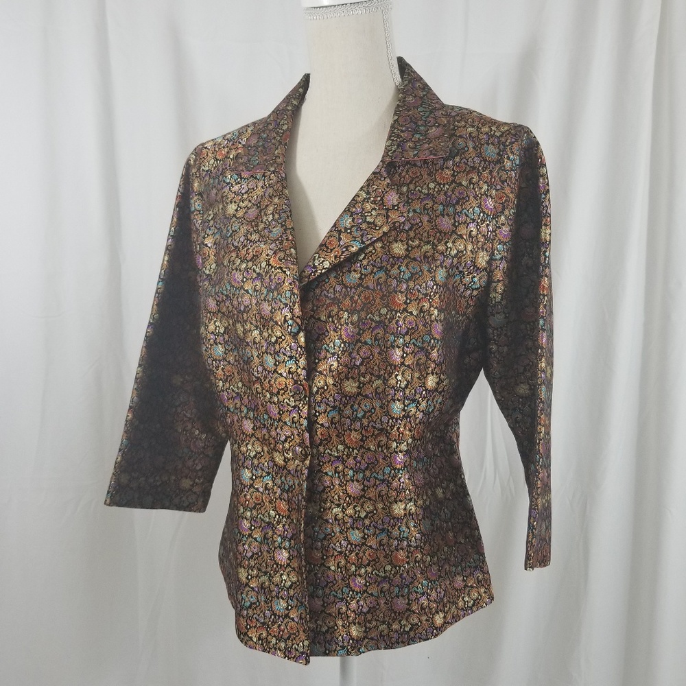 GIGI CLARK Modern Couture Gold Brocade Jkt  Sz 4
